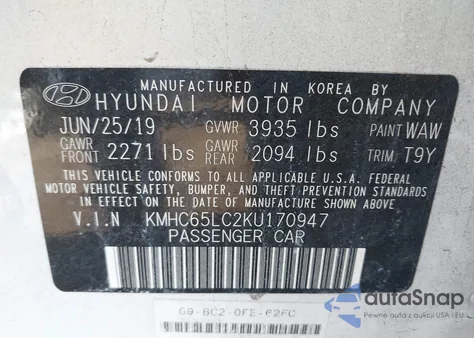 2019 Hyundai Ioniq Hybrid Blue из США, поврежденный, VIN KMHC65LC2KU170947